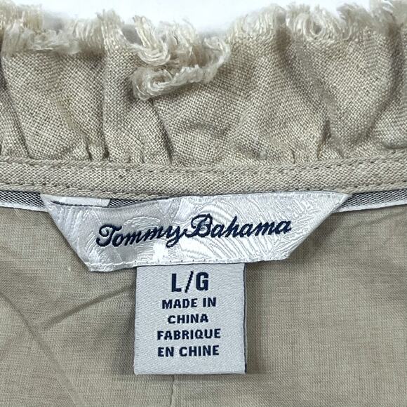 Tommy Bahama Dress Size L Linen Two Palms Double Ruffle Shift Resortwear - Picture 9 of 10